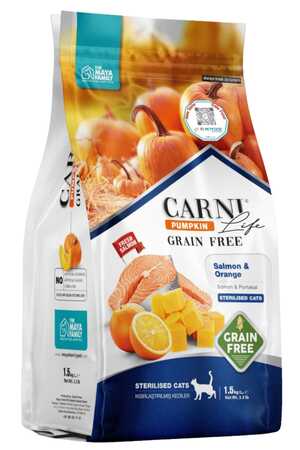 Carni Life Pumpkin Tahılsız Somon ve Portakallı Kısırlaştırılmış Kedi Maması 1,5kg - Thumbnail