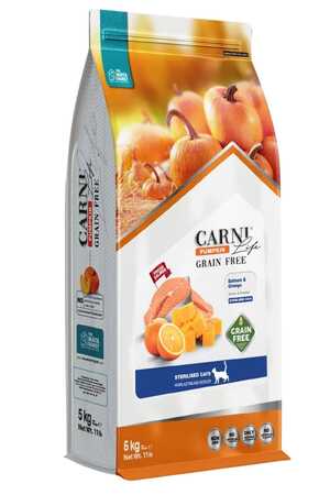 Carni Life Pumpkin Tahılsız Somon ve Portakallı Kısırlaştırılmış Kedi Maması 5kg - Thumbnail