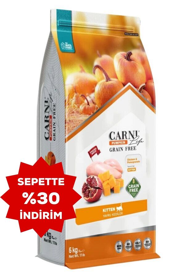 Carni Life Pumpkin Kitten Tahılsız Tavuk Etli ve Narlı Yavru Kedi Maması 5kg