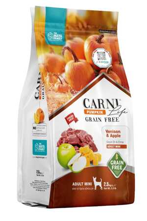 Carni Life Pumpkin Tahılsız Geyik Etli ve Elmalı Yetişkin Mini Irk Köpek Maması 2,5kg - Thumbnail