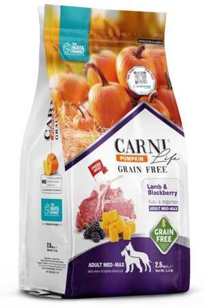 Carni Life Pumpkin Tahılsız Kuzu ve Böğürtlen Medium Maxi Yetişkin Köpek Maması 2,5kg - Thumbnail