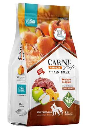 Carni Life Pumpkin Tahılsız Köpek Geyik Etli ve Elmalı Medium ve Maxi Yetişkin Köpek Maması 2,5kg - Thumbnail