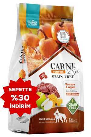 Carni Life Pumpkin Tahılsız Köpek Geyik Etli ve Elmalı Medium ve Maxi Yetişkin Köpek Maması 2,5kg - Thumbnail