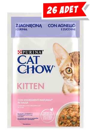 CAT CHOW - Cat Chow Pouch Sos İçinde Kuzu Etli ve Kabaklı Yavru Kedi Konservesi 26x85gr 26lı CAT CHOW - Cat Chow Pouch Sos İçinde Kuzu Etli ve Kabaklı Yavru Kedi Konservesi 26x85gr 26lı