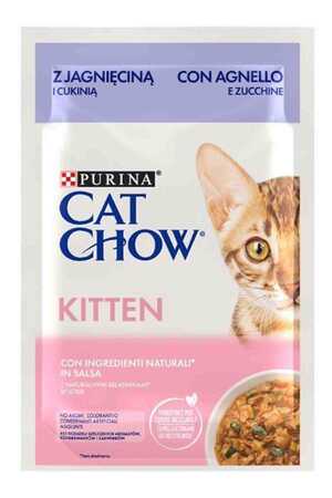 CAT CHOW - Cat Chow Pouch Sos İçinde Kuzu Etli ve Kabaklı Yavru Kedi Konservesi 85gr