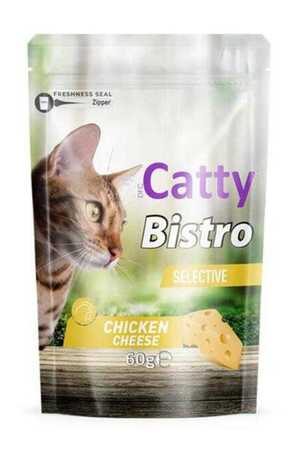 CATTY - Catty Bistro Seçici Kediler İçin Tavuklu ve Peynirli Kedi Ödül Maması 60gr