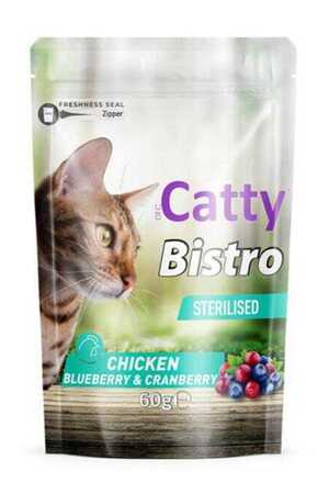 CATTY - Catty Bistro Tavuklu Yaban Mersinli ve Kızılcıklı Kısırlaştırılmış Kedi Ödül Maması 60GR