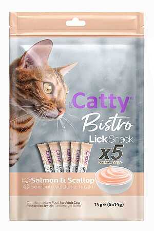 Catty Bistro Somonlu ve Deniz Taraklı Krema Kedi Ödül Maması 5x14gr