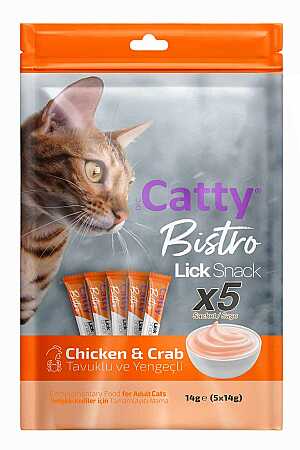 Catty Bistro Tavuklu ve Yengeçli Krema Kedi Ödül Maması 5x14gr