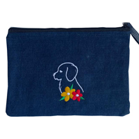 Melek Hareketi - Çiçekli Köpek Lacivert Clutch Çanta Melek Hareketi - Çiçekli Köpek Lacivert Clutch Çanta