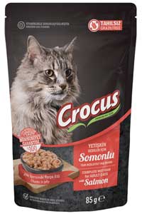 CROCUS - Crocus Tahılsız Kedi Somonlu Pouch Jöleli Yaş Mama 85gr CROCUS - Crocus Tahılsız Kedi Somonlu Pouch Jöleli Yaş Mama 85gr