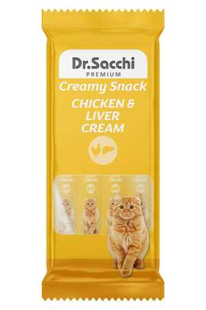 DR.SACCHI - Dr.Sacchi Creamy Tavuk ve Ciğerli Yetişkin Kediler İçin Sıvı Kedi Ödülü 4lü