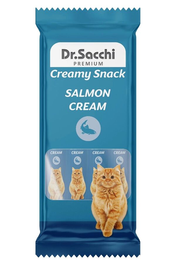 Dr.Sacchi Creamy Somonlu Yetişkin Kediler İçin Sıvı Kedi Ödülü 4lü