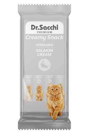 DR.SACCHI - Dr.Sacchi Creamy Somonlu Kısırlaştırılmış Kediler İçin Sıvı Kedi Ödülü 4lü