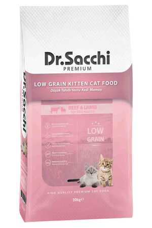 DR.SACCHI - Dr.Sacchi Düşük Tahıllı Kuzu Etli ve Biftekli Yavru Kedi Maması 10kg
