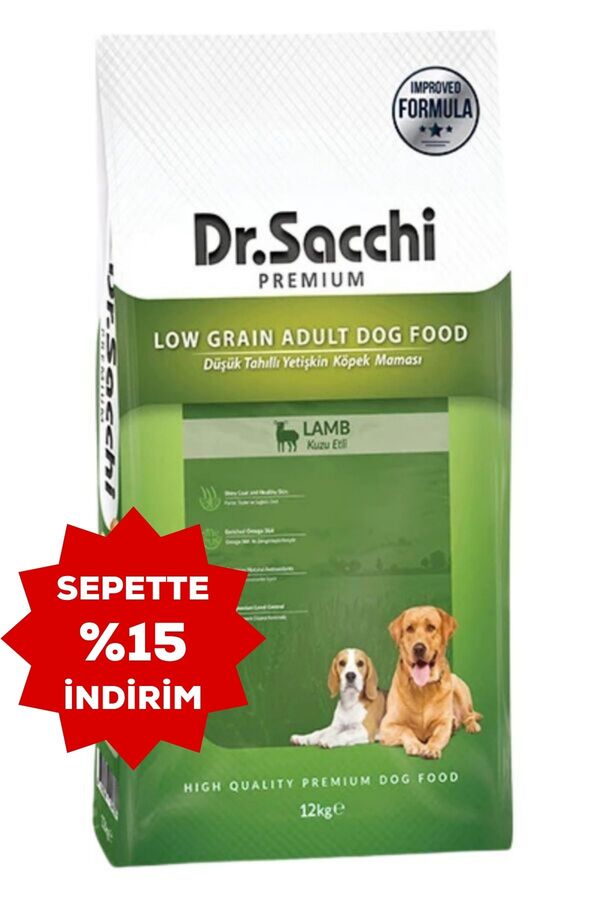Dr.Sacchi Düşük Tahıllı Kuzu Etli Yetişkin Köpek Maması 12kg