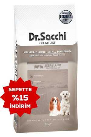 Dr.Sacchi Düşük Tahıllı Sığır Etli ve Kuzu Etli Mini Irk Yetişkin Köpek Maması 12kg - Thumbnail