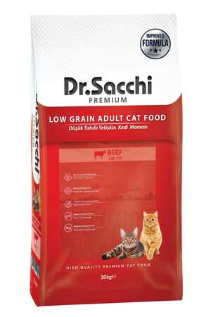 DR.SACCHI - Dr.Sacchi Düşük Tahıllı Sığır Etli Yetişkin Kedi Maması 10kg