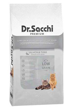DR.SACCHI - Dr.Sacchi Düşük Tahıllı Somonlu ve Ton Balıklı Kısırlaştırılmış Kedi Maması 10kg