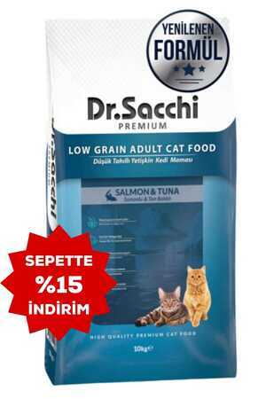 Dr.Sacchi Düşük Tahıllı Somonlu Ve Ton Balıklı Yetişkin Kedi Maması 10kg - Thumbnail