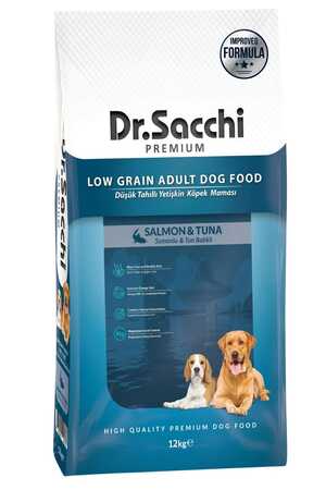 DR.SACCHI - Dr.Sacchi Düşük Tahıllı Somonlu Ve Ton Balıklı Yetişkin Köpek Maması 12kg