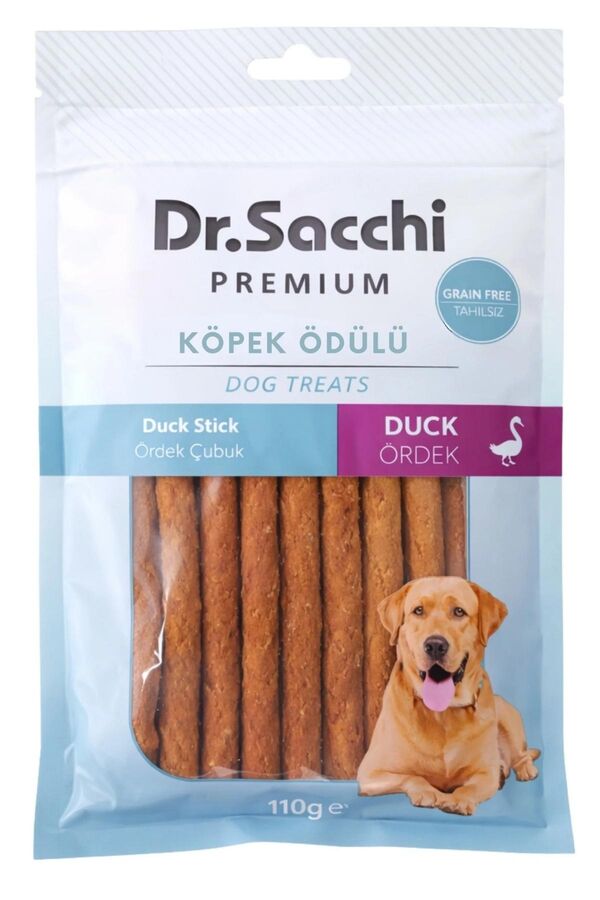 Dr.Sacchi Premium Ördekli Çubuk Tahılsız Köpek Ödülü 5'' 10'lu 110gr