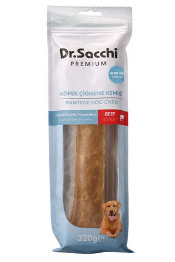 Dr.Sacchi Premium Sığır Etli Doğal Sığır Derisi Press Kemik Tahılsız Köpek Ödülü 12'' 1'li 320gr