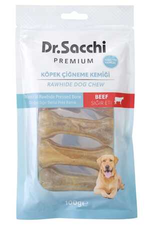 Dr.Sacchi Premium Sığır Etli Doğal Sığır Derisi Press Kemik Tahılsız Köpek Ödülü 3'' 5'li 100gr - Thumbnail