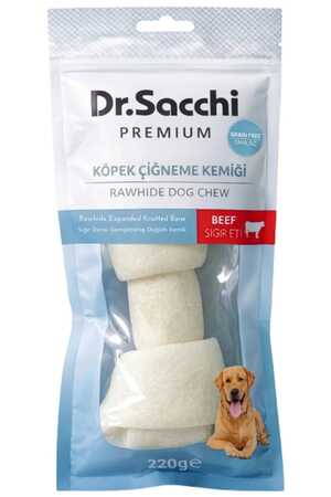 DR.SACCHI - Dr.Sacchi Premium Sığır Etli Sığır Derisi Genişletilmiş Düğüm Kemik Tahılsız Köpek Ödülü 10-11'' 220gr