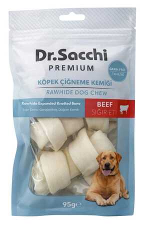 DR.SACCHI - Dr.Sacchi Premium Sığır Etli Sığır Derisi Genişletilmiş Düğüm Kemik Tahılsız Köpek Ödülü 2-4'' 3'lü 95gr