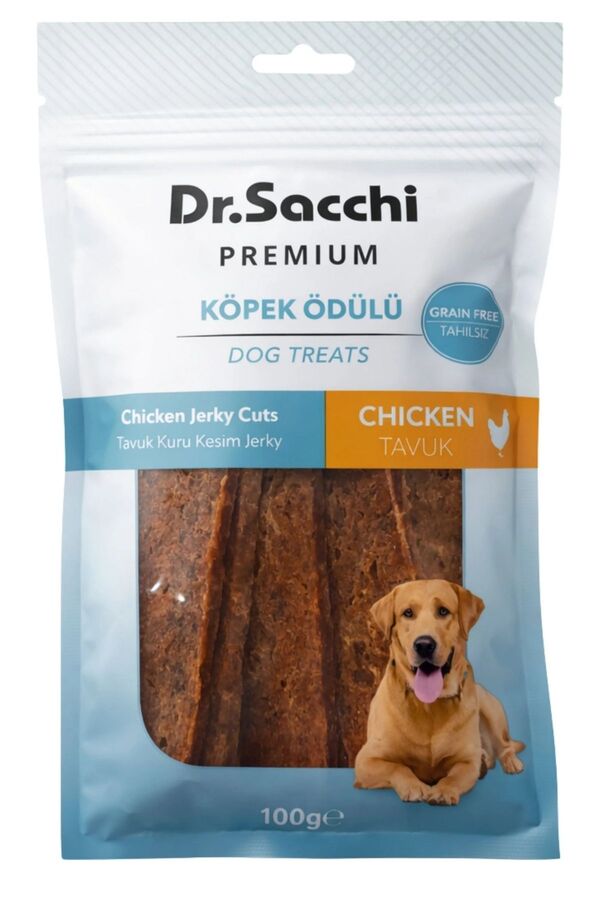 Dr.Sacchi Premium Tavuk Kuru Kesim Jerky Tahılsız Köpek Ödülü 100gr