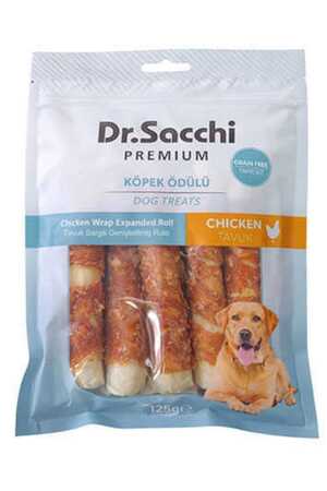 DR.SACCHI - Dr.Sacchi Premium Tavuk Sargılı Genişletilmiş Rulo Tahılsız Köpek Ödülü 5'' 5'li 125gr