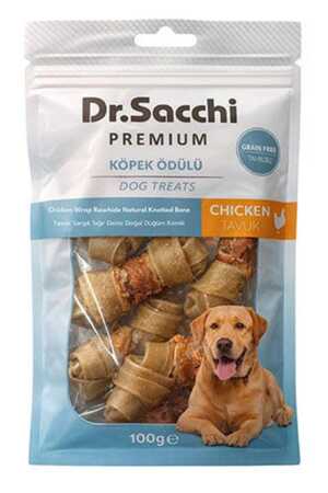 DR.SACCHI - Dr.Sacchi Premium Tavuk Sargılı Sığır Derisi Doğal Düğüm Kemik Tahılsız Köpek Ödülü 2“ 8'li 100gr