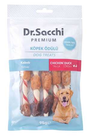 DR.SACCHI - Dr.Sacchi Premium Tavuklu ve Ördekli Kebap Tahılsız Köpek Ödülü 5'' 5'li 95gr