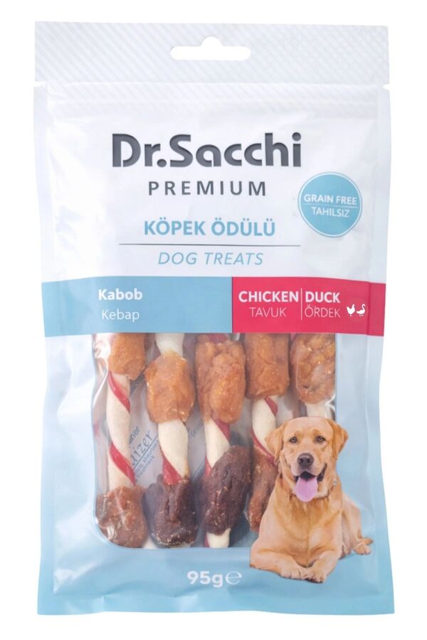 Dr.Sacchi Premium Tavuklu ve Ördekli Kebap Tahılsız Köpek Ödülü 5'' 5'li 95gr