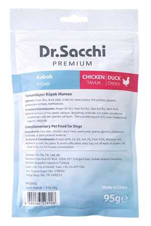 Dr.Sacchi Premium Tavuklu ve Ördekli Kebap Tahılsız Köpek Ödülü 5'' 5'li 95gr - Thumbnail (1)