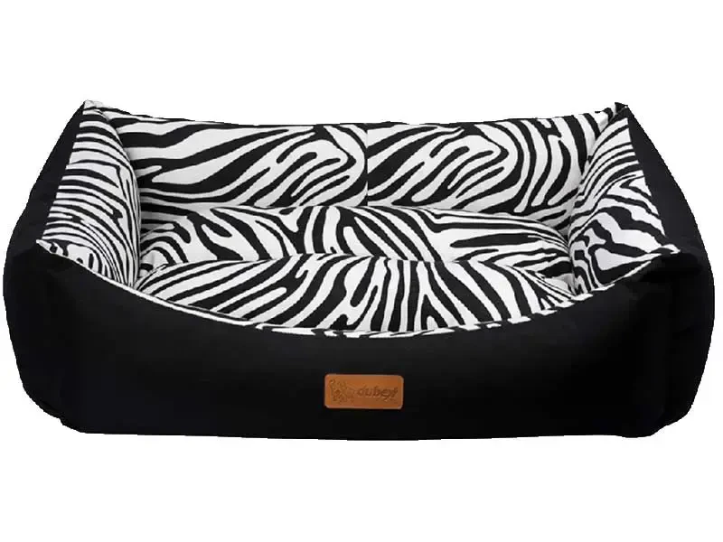 Dubex Tarte Dikdörtgen Zebra Kedi ve Köpek Yatağı 62x44x22cm (M) Siyah Beyaz