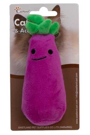 EASTLAND - Eastland Kedi Otlu Hışırtılı Peluş Patlıcan Kedi Oyuncağı 13cm