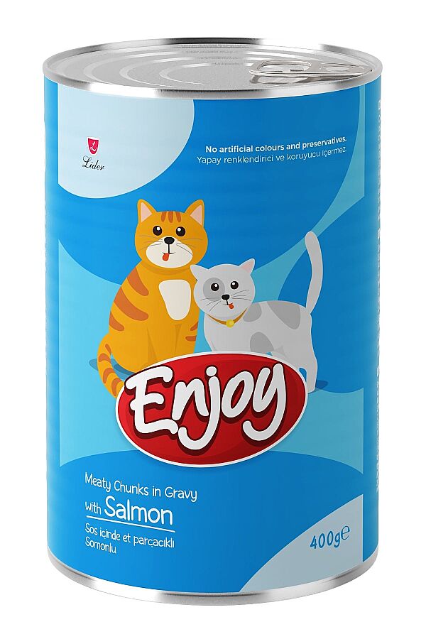 Enjoy Sos İçinde Somon Balıklı Yetişkin Kedi Konservesi 400gr - 1