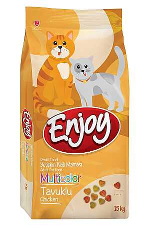 Enjoy MultiColor Renkli Taneli Tavuklu Yetişkin Kedi Maması 15kg