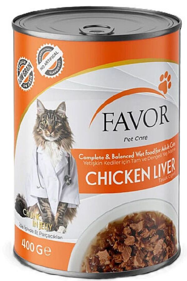 Favor Tavuklu Ciğerli Yetişkin Kedi Konservesi 400gr