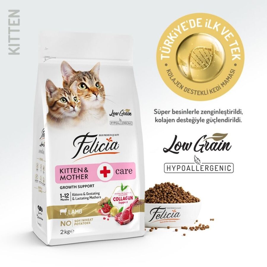 Felicia Düşük Tahıllı Hipoalerjenik Kuzu Etli Yavru Kedi Maması 2kg