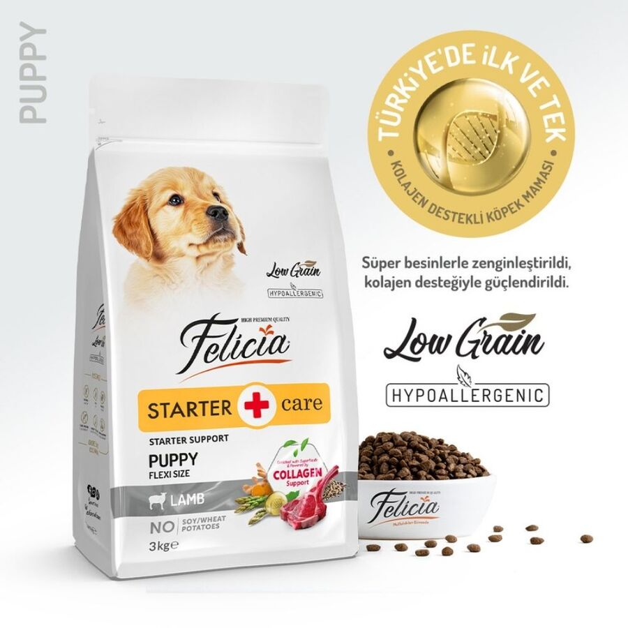Felicia Düşük Tahıllı Hipoalerjenik Kuzu Etli Küçük ve Orta Irk Yavru Köpek Maması 3kg - 4