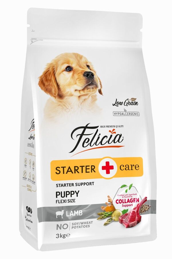 Felicia Düşük Tahıllı Hipoalerjenik Kuzu Etli Küçük ve Orta Irk Yavru Köpek Maması 3kg - 1