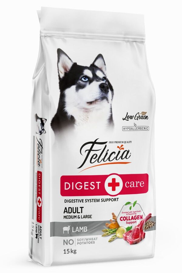 Felicia Düşük Tahıllı Hipoalerjenik Kuzu Etli Orta ve Büyük Irk Yetişkin Köpek Maması 15kg Felicia Düşük Tahıllı Hipoalerjenik Kuzu Etli Orta ve Büyük Irk Yetişkin Köpek Maması 15kg