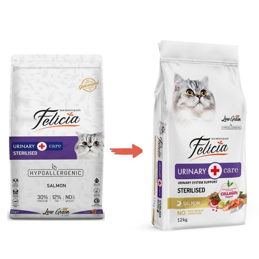 Felicia Düşük Tahıllı Hipoalerjenik Somonlu Kısırlaştırılmış Kedi Maması 12kg