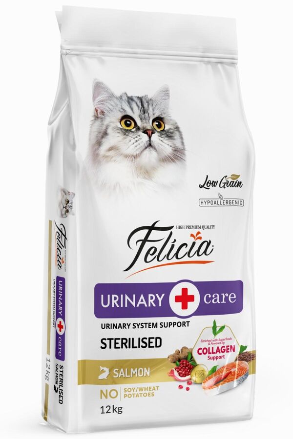 Felicia Düşük Tahıllı Hipoalerjenik Somonlu Kısırlaştırılmış Kedi Maması 12kg