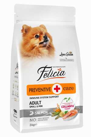 FELICIA - Felicia Düşük Tahıllı Hipoalerjenik Somonlu Küçük Irk Yetişkin Köpek Maması 3kg