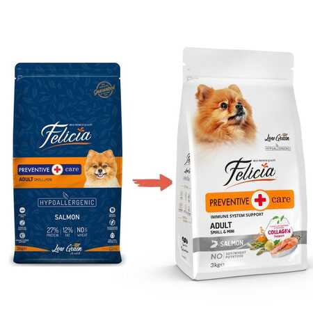 Felicia Düşük Tahıllı Hipoalerjenik Somonlu Küçük Irk Yetişkin Köpek Maması 3kg - Thumbnail (1)