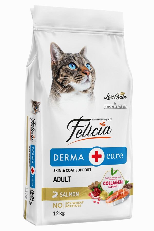 Felicia Düşük Tahıllı Hipoalerjenik Somonlu Yetişkin Kedi Maması 12kg